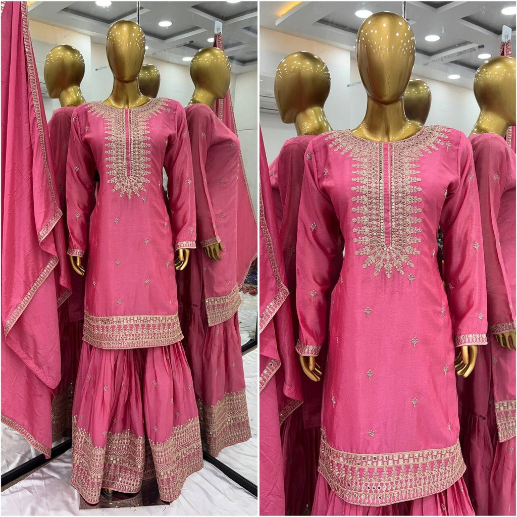Embroidered Georgette Pakistani Party Wear Fancy Sharara palazzo Set