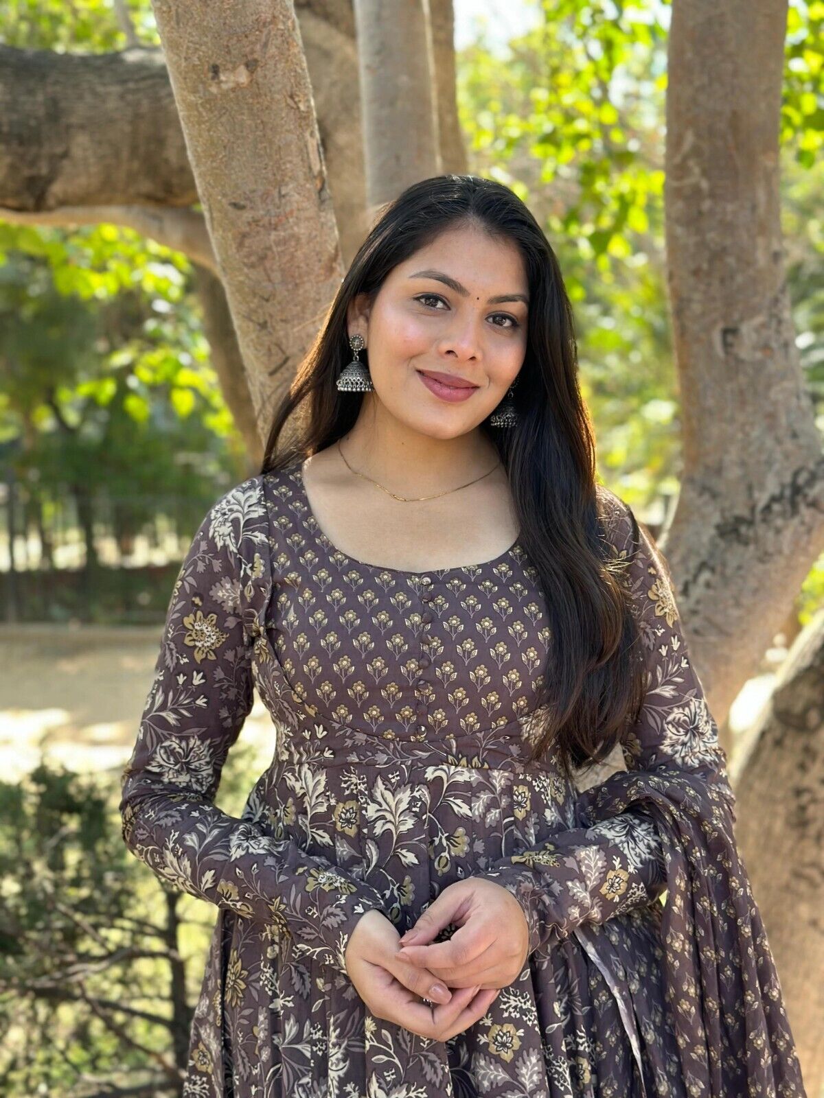 Women’s Designer Floral Printed Anarkali Gown Ethnic Pakistani Style Top