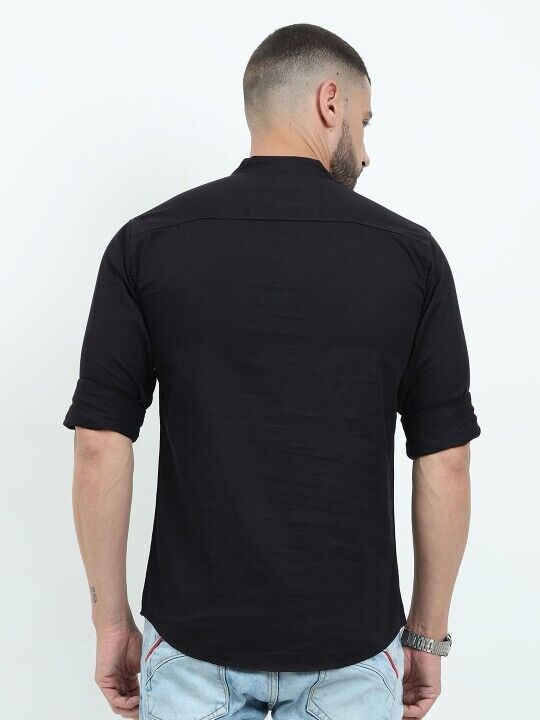 Pakistani Pure Cotton Short Kurta Tunic shirt  Men’s  Solid Black Plus Size S-7X