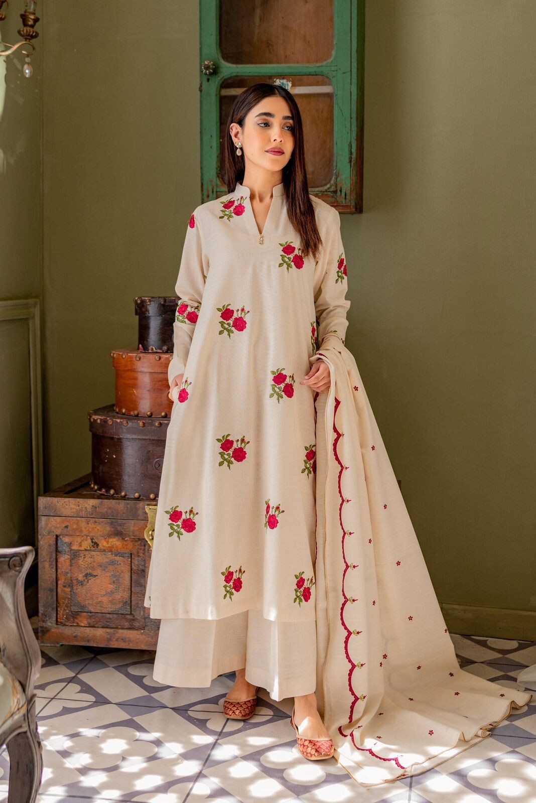 Cotton A-line Dress Pakistani Salwar Kameez Ready made Suits Wedding Party