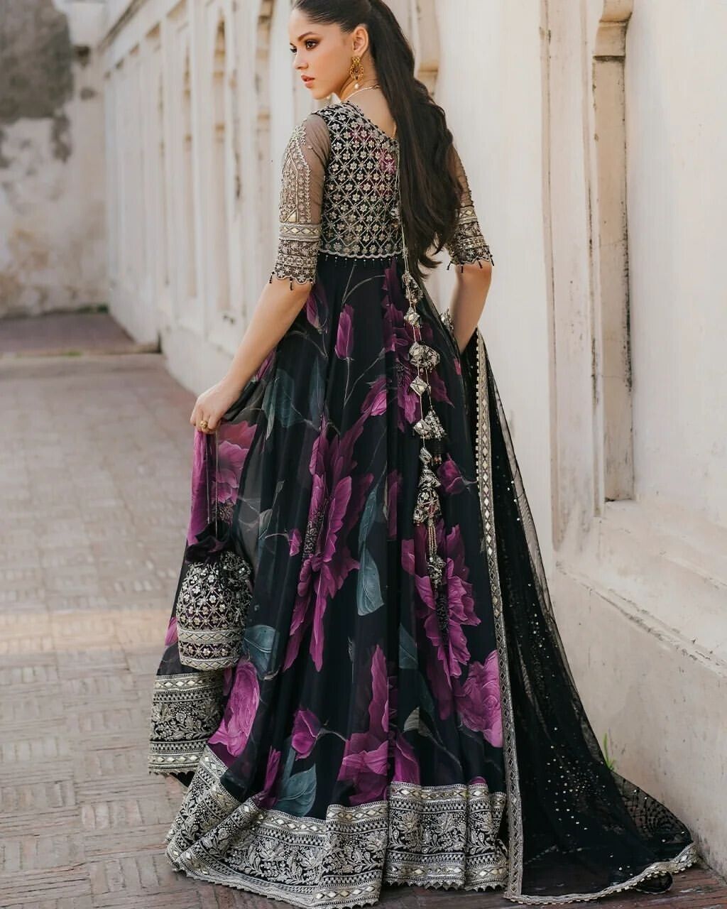 Indian Anarkali Style Georgette Fabric Gown with Dupatta - Party Wear Dress
