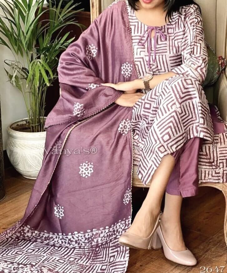 Cotton Salwar kameez  Printed Straight Kurta Pant & Suit Women Partywear