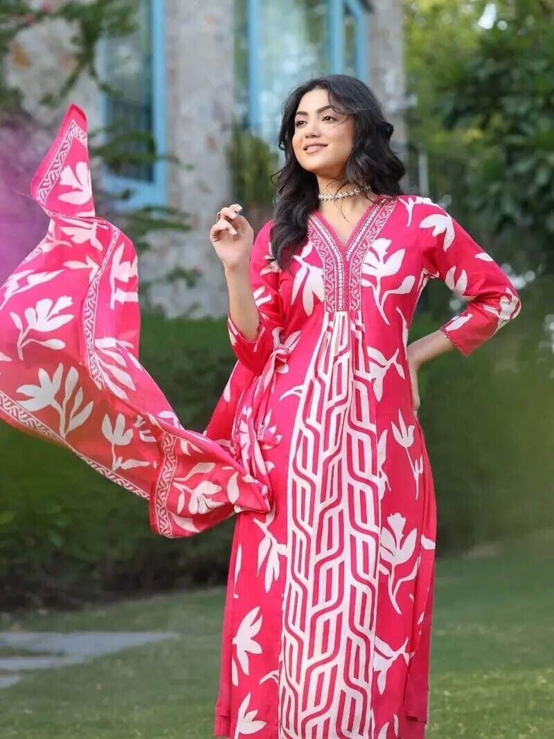 Beautiful Designer Salwar kameez  Kurta Women's Cotton Tunic Long Kurti Dress