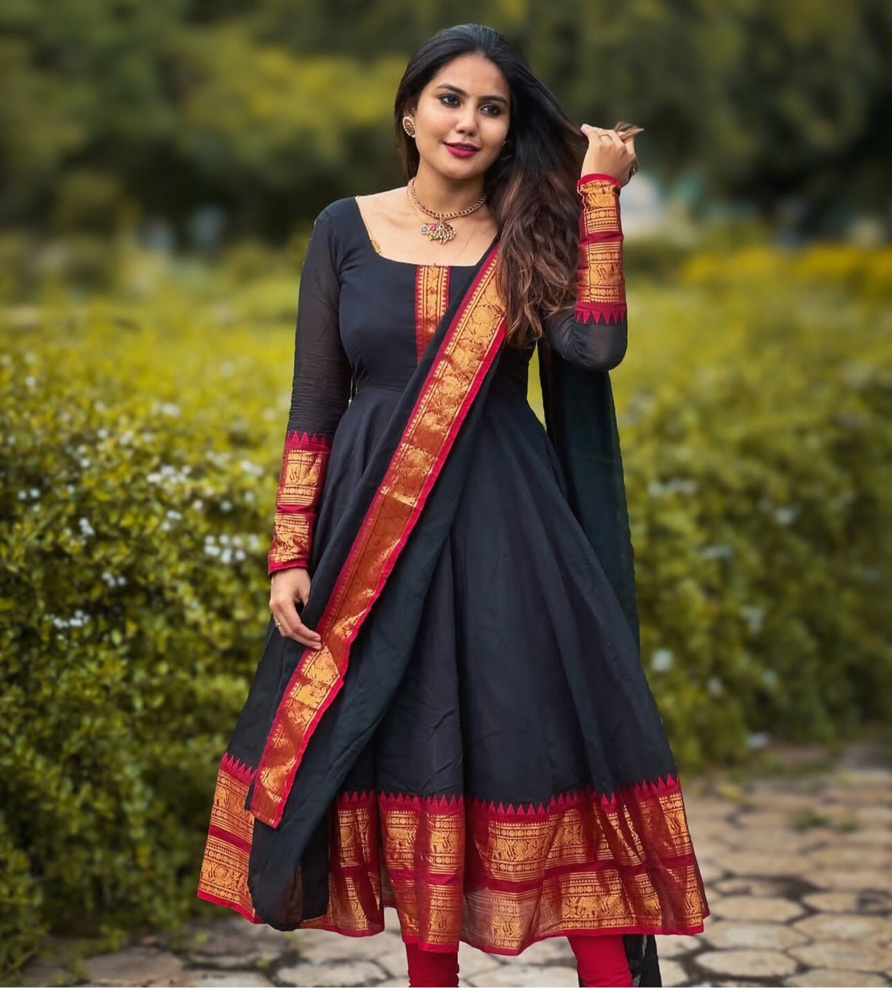 Anarkali Gown Pakistani Salwar Kameez Ready made Wedding Partywear Chanderi silk