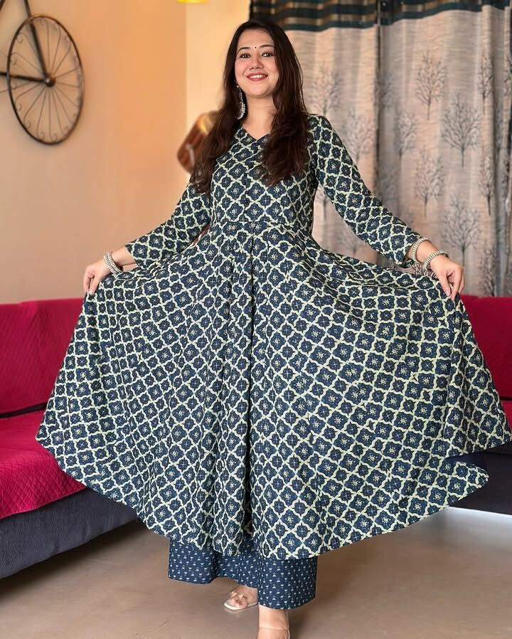 Anarkali Gown Dress – Bollywood Pakistani Indian Wedding Cotton Party Suit