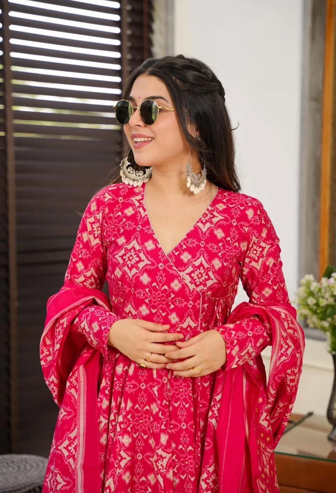 Indian Anarkali Gown Full length  Kurta Set – Pure Cotton with Tassel Dori Work