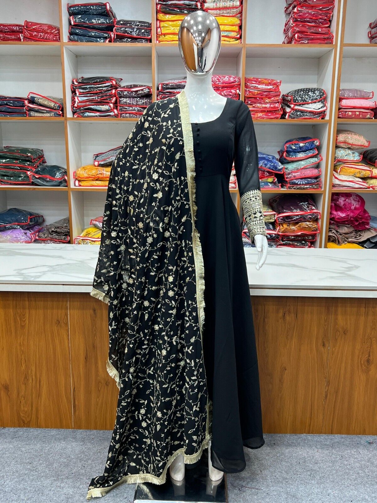 Designer Heavy Fox Georgette Anarkali Gown Set Fully Stitched & Ready to Wear