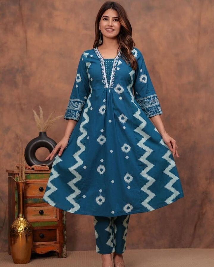 Cotton Printed Indian Pakistani Salwar Kameez – Printed A-line Dress Wear Suit