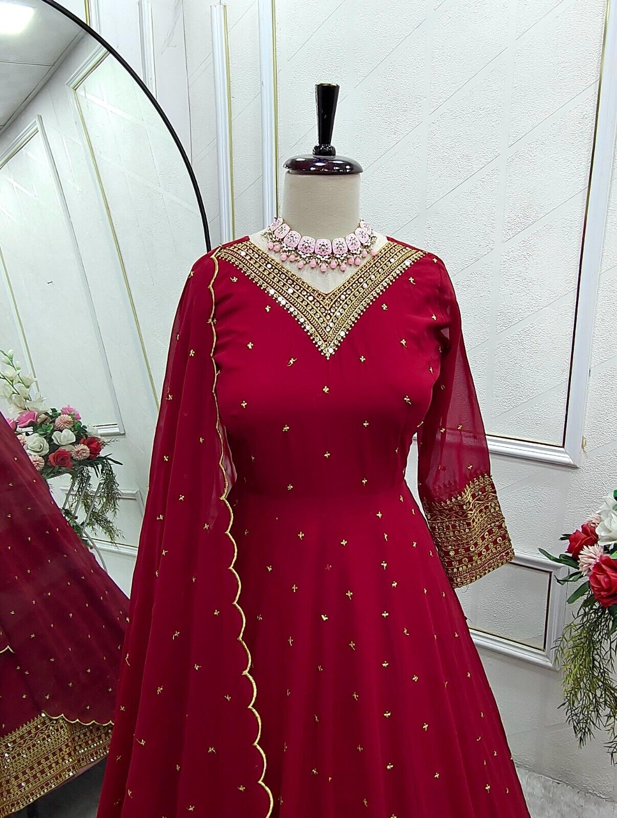 Georgette Anarkali Gown Set with 5mm Sequin Embroidery Fully Stitched Partywear
