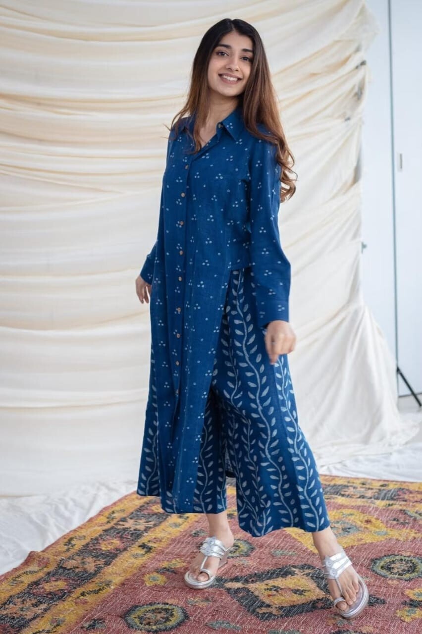 Cotton 2 Pcs  Women Designer Kurta Pant Set Indian Bollywood Party Wear Kurti