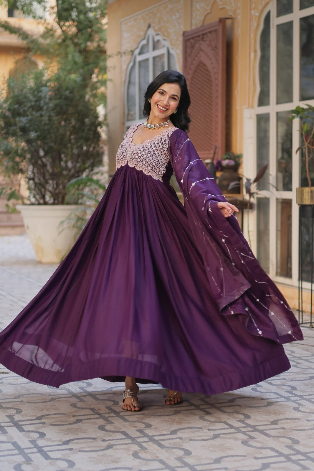Bollywood-Inspired Pakistani Indian Wedding Flared anarkali Gown Set suit