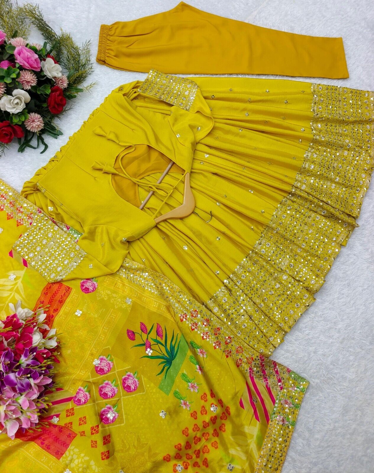 Pure Chinon Silk Anarkali Gown Set with Dupatta Elegant Party & Wedding Wear