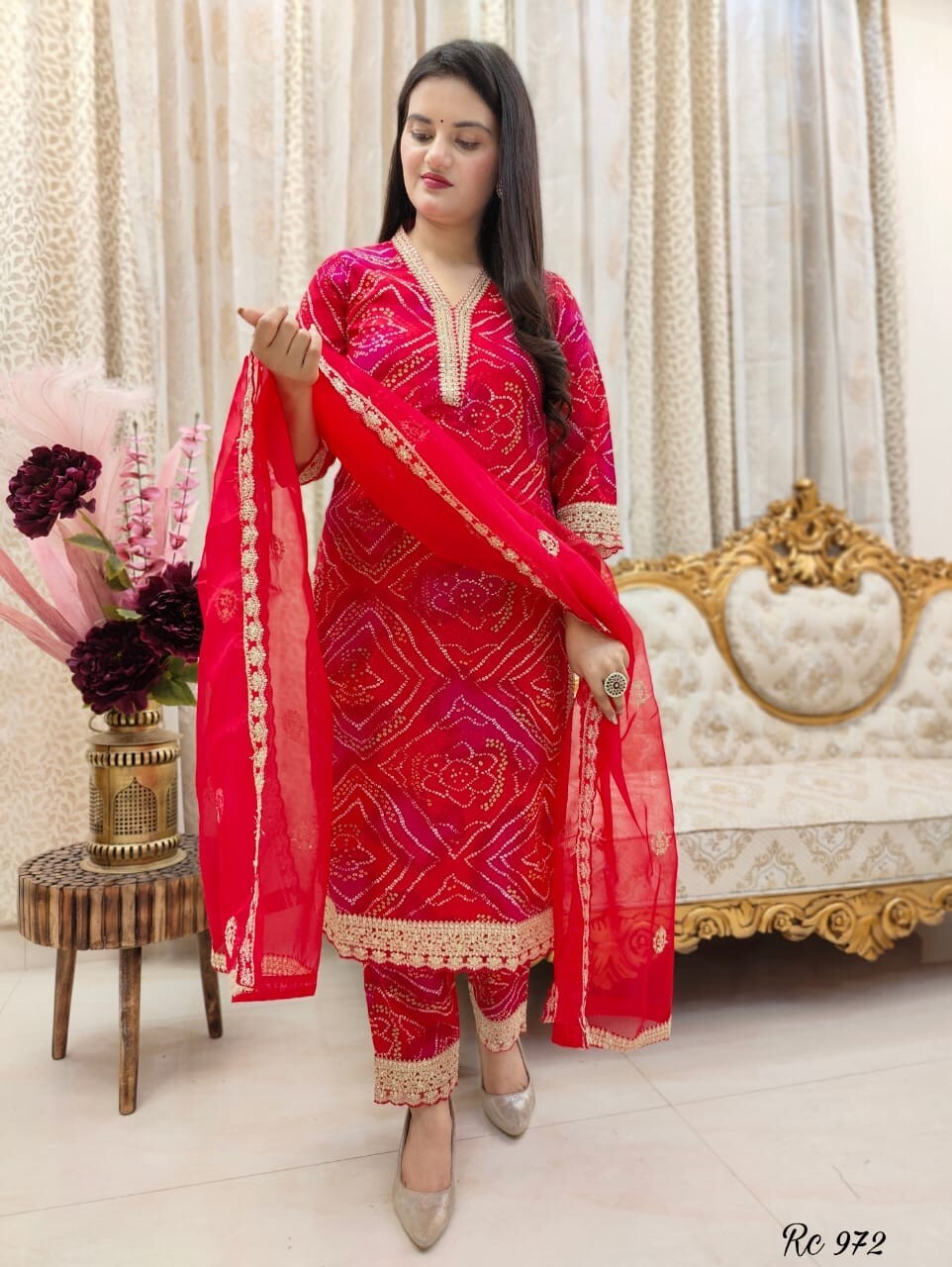 Indian Rayon Salwar Kameez – Bollywood Designer Kurti, Pant & Dupatta Set