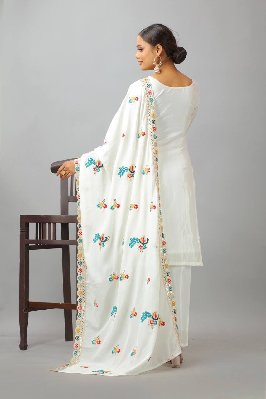 Chinon Silk Indian Wedding & Party Wear Salwar Kameez Set