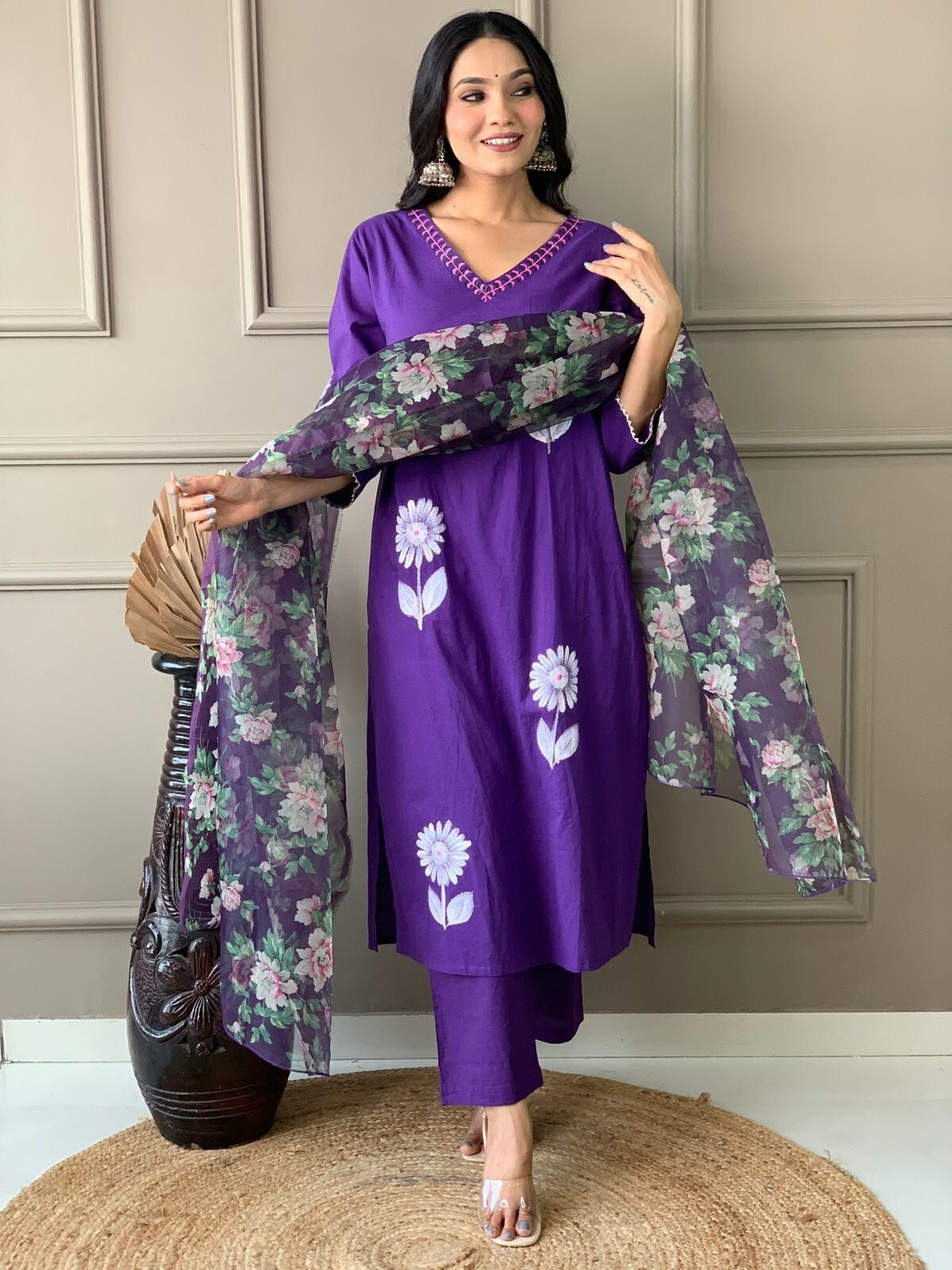 Beautiful Designer Cotton Kurti Suit Set Women's Bollywood Salwar Kameez Clothes
