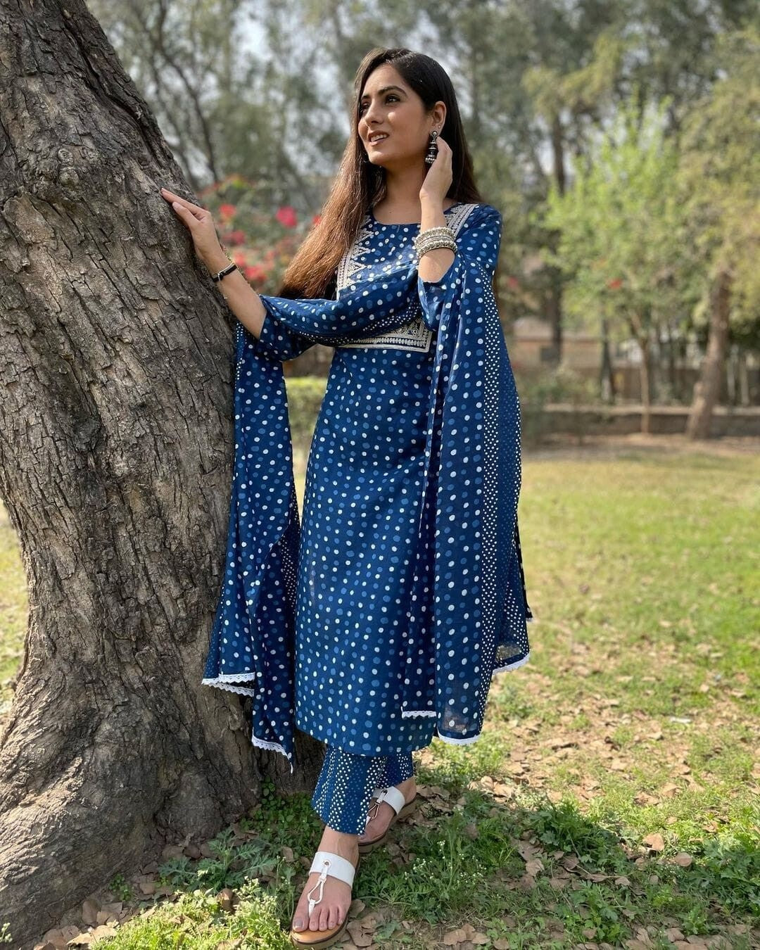 Cotton Blue Color  Salwar Kameej Suit , Wedding party wear Kurti pant 3 pc