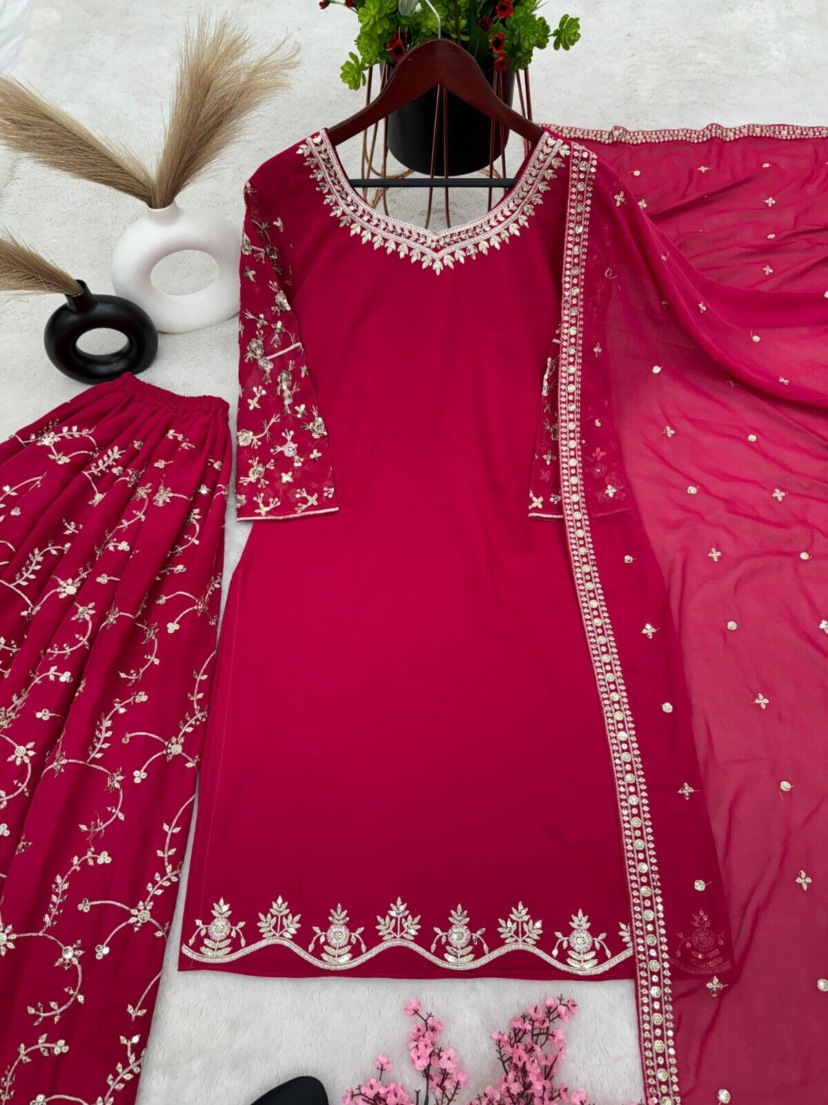 Bollywood Sharara Suit Ethnic Indian Kameez Salwar Pakistani Designer Georgette