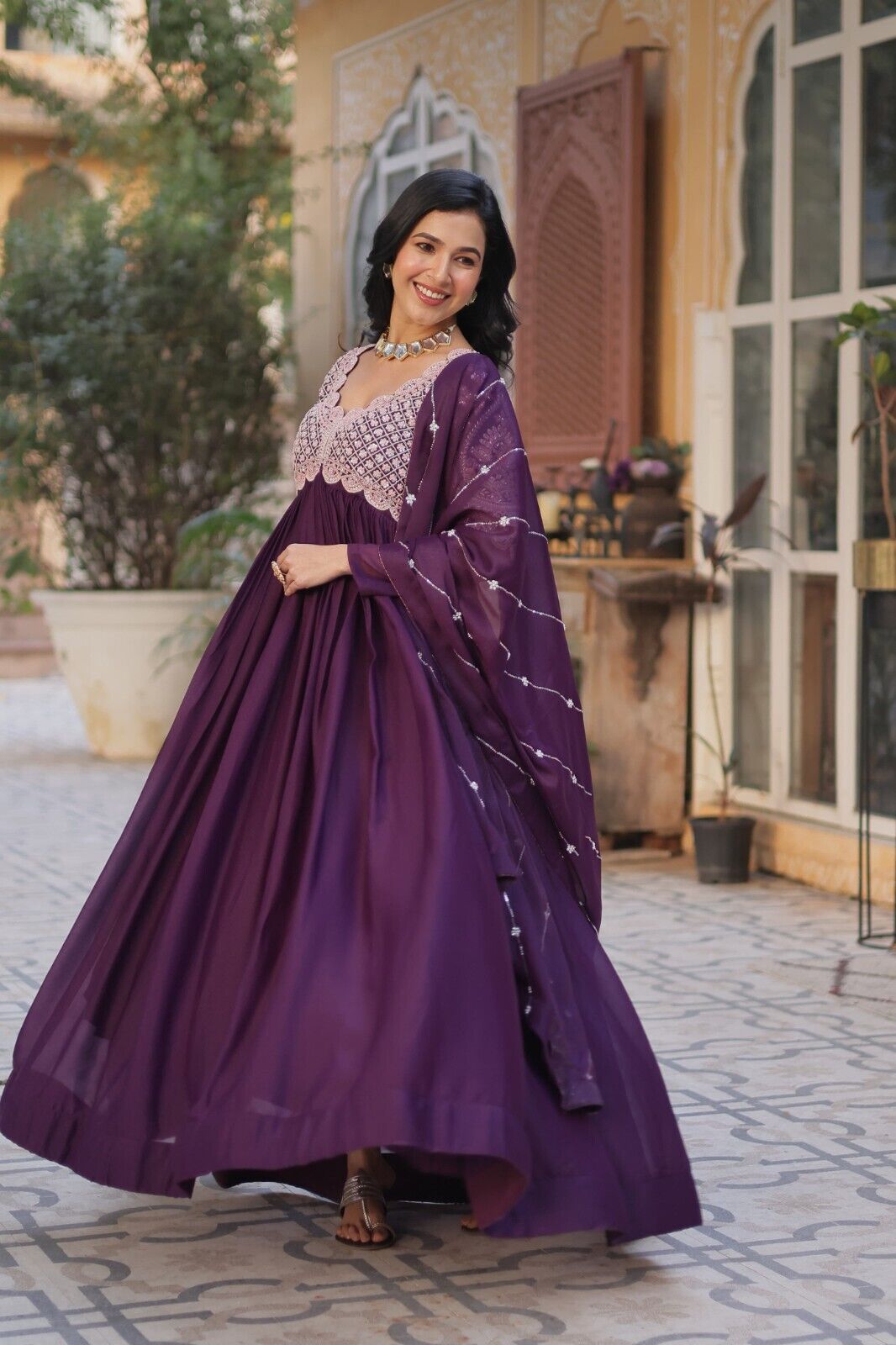 Bollywood-Inspired Pakistani Indian Wedding Flared anarkali Gown Set suit