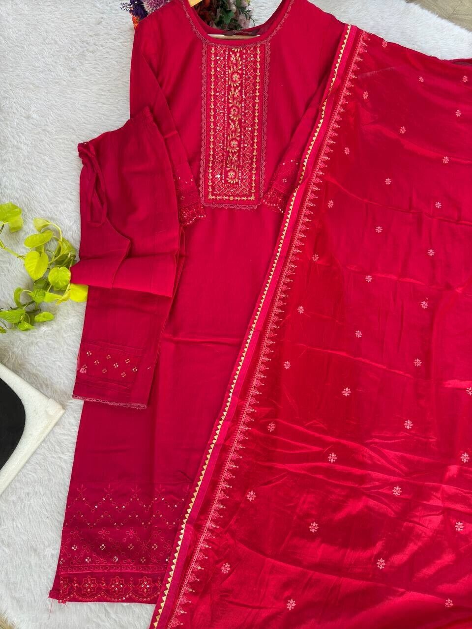 Bollywood/Indian/Pakistani Ethnic Party Wear Roman Silk Dress Salwar Kameez Set