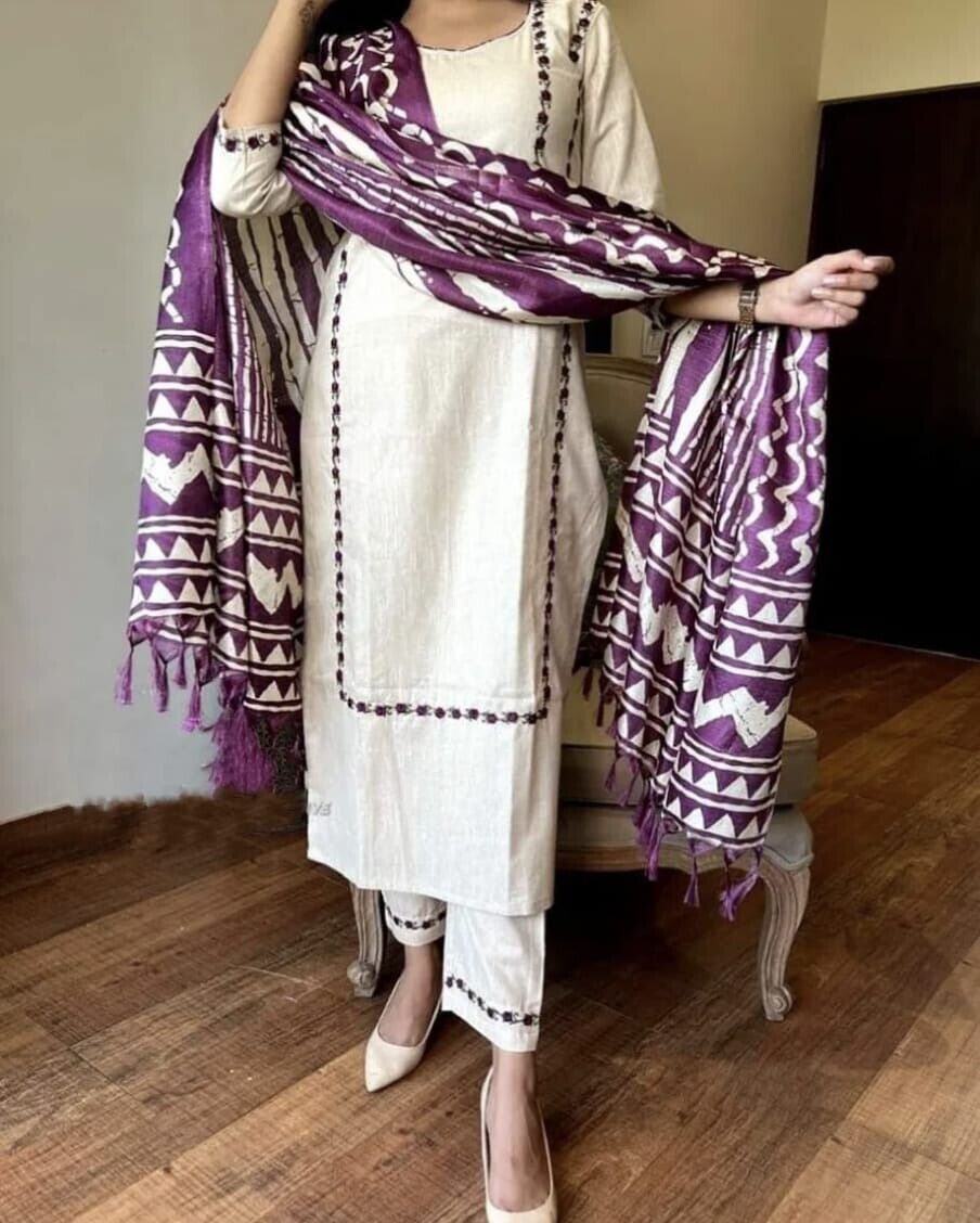 Readymade Printed Cotton indian Women Designer Suit straight salwar kameez 3pcs