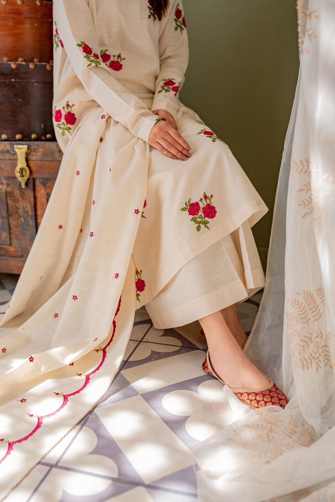 Cotton A-line Dress Pakistani Salwar Kameez Ready made Suits Wedding Party