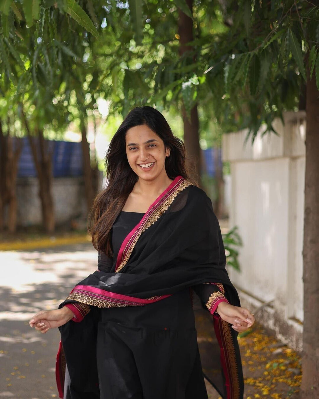 Elegant Black Banana Silk Salwar Kameez Set with Jacquard Dupatta