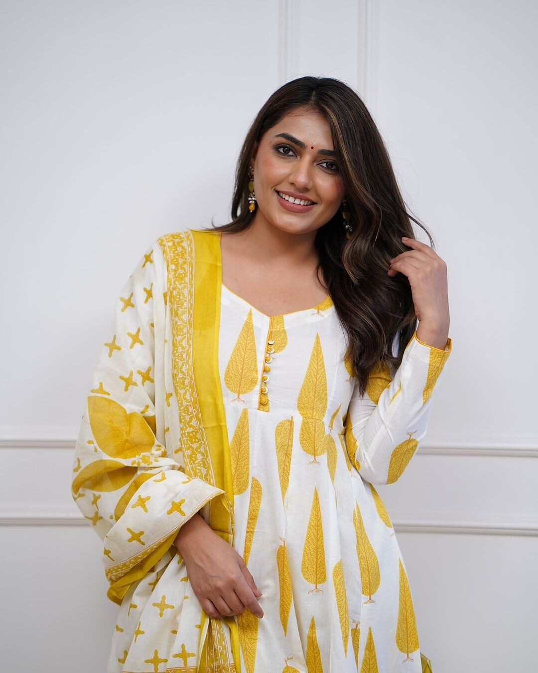 Yellow bollywood Wear anarkali Flared suit Gown Indian pakistani Designer Cotton