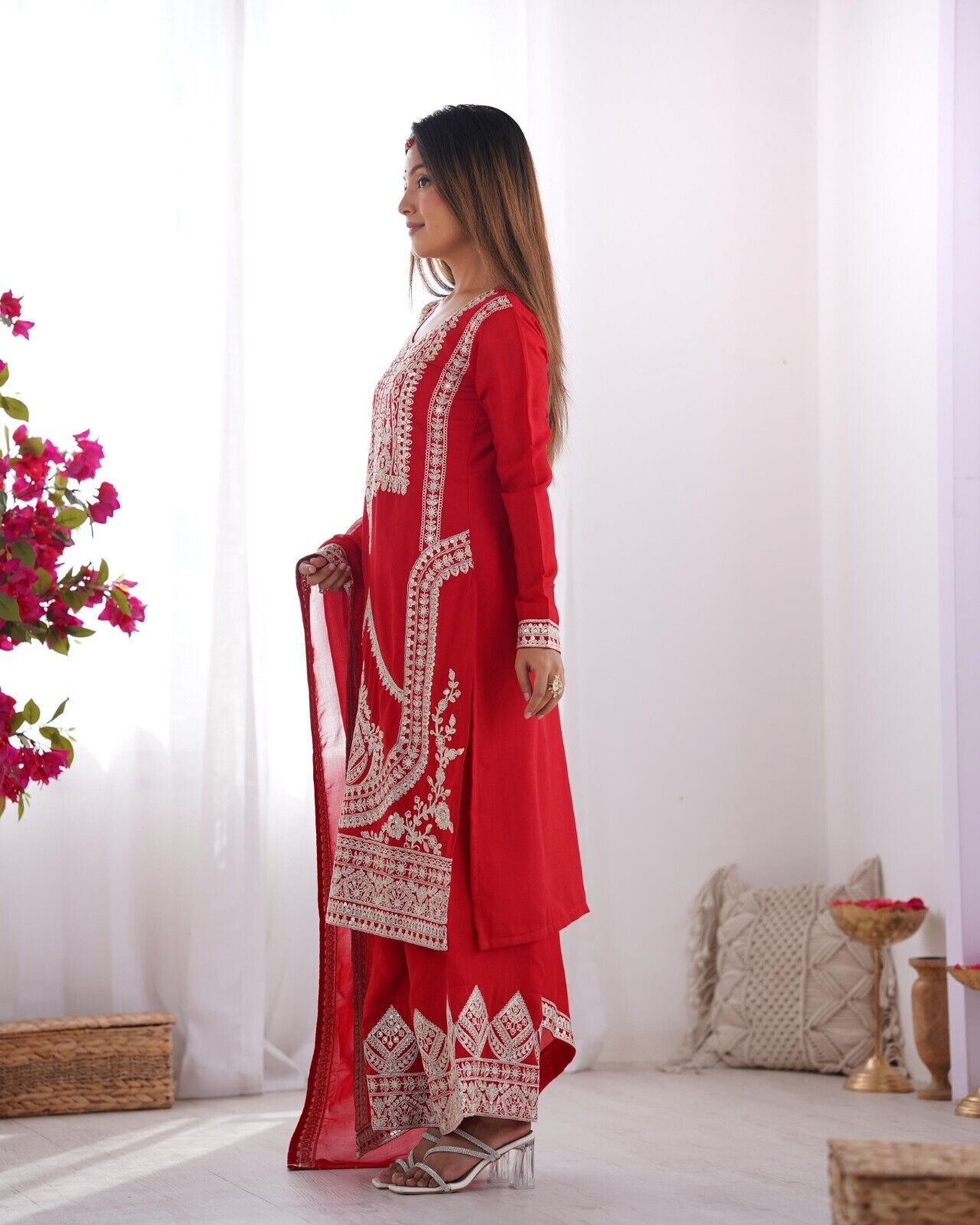 Pure Vichitra Silk with Beautiful Embroidery Sequence and Dori Work Sharara