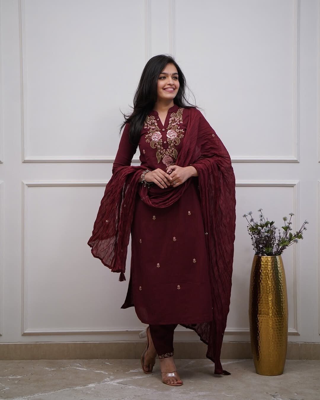 Women Designer Salwar Kameez Suit Indian Floral Printed Cotton Pant Dupatta Set