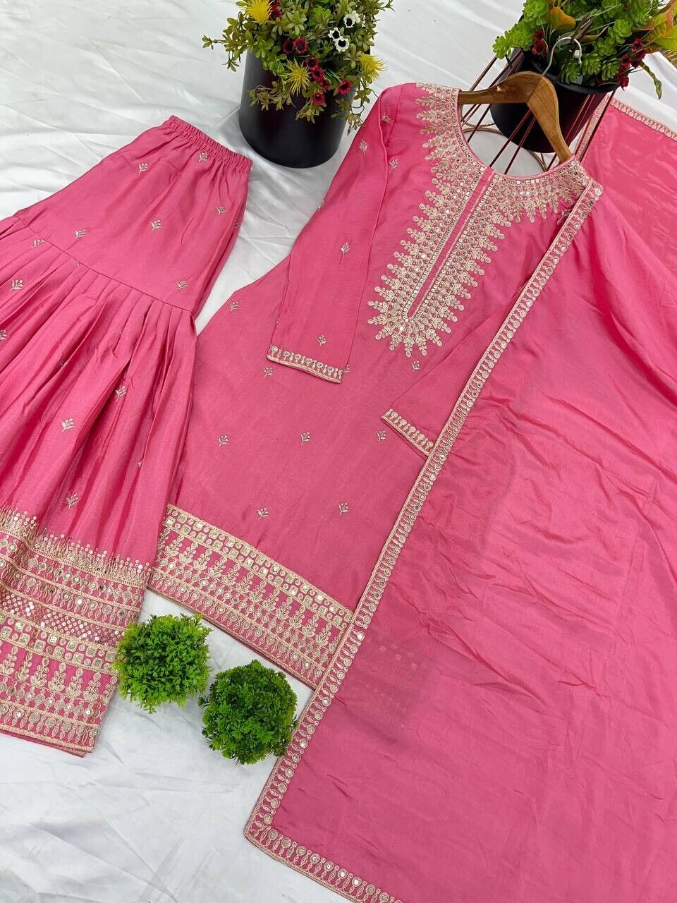 Embroidered Georgette Pakistani Party Wear Fancy Sharara palazzo Set
