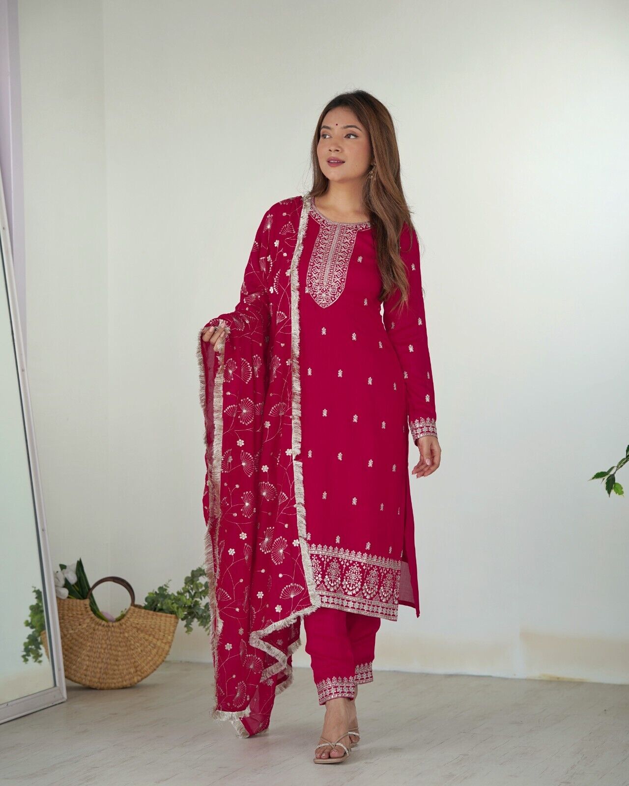 Silk Dress Pakistani Salwar Kameez Readymade Suits Indian Wedding Party 3 Piece