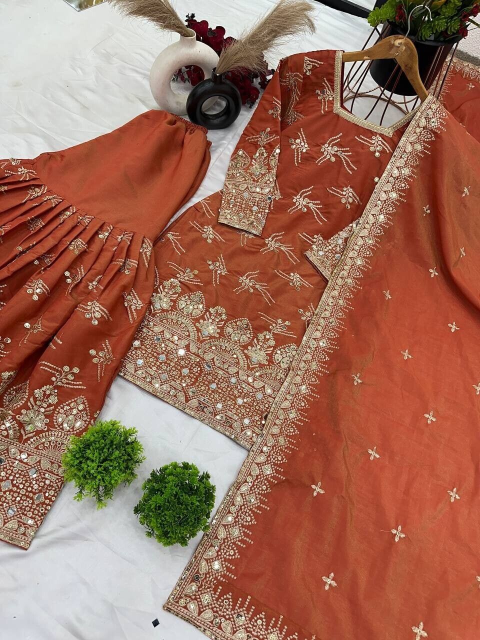 New Georgette Salwar Kameez Pakistani Wedding Party Wear Sharara Suit Style