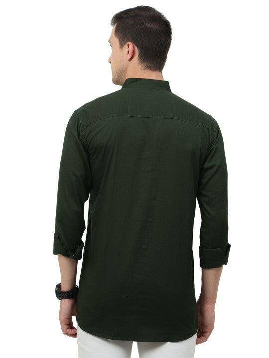 New Men’s Indian Short Kurta 100 Cotton Traditional Solid Plus Size S -7xl Black