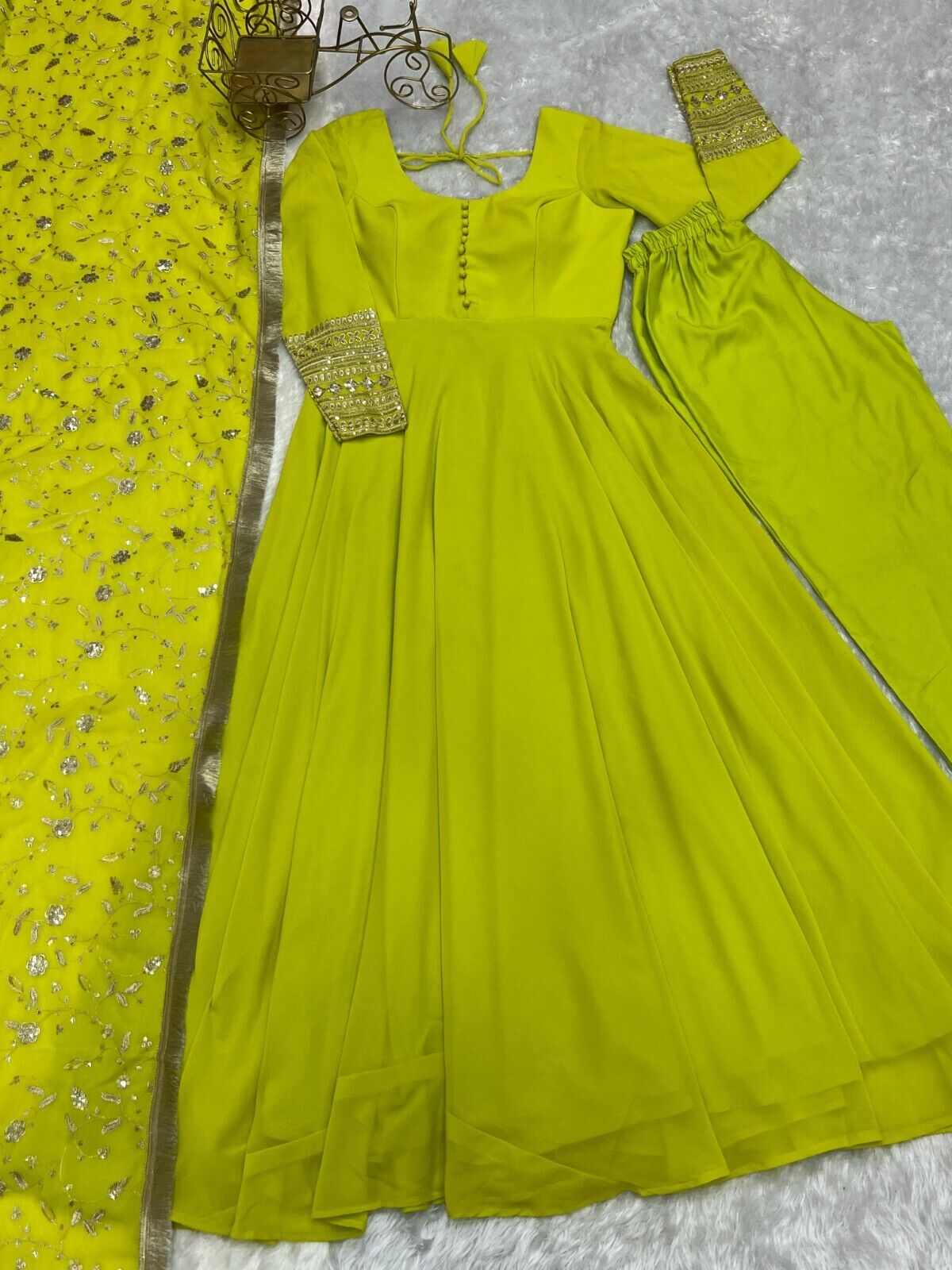 Designer Heavy Fox Georgette Anarkali Gown Set Fully Stitched & Ready to Wear