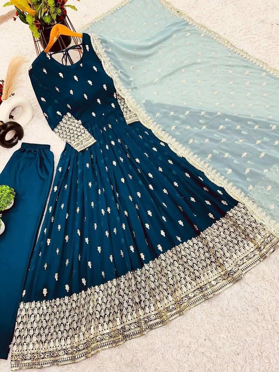 Indian Bollywood Bridal Party Heavy Pakistani Flared Anarkali  Wedding Gown