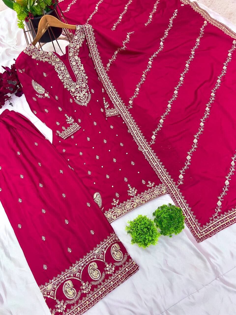 Indian Pakistani Designer Sharara Plazzo Salwar Kameez Suit – Embroidered Party