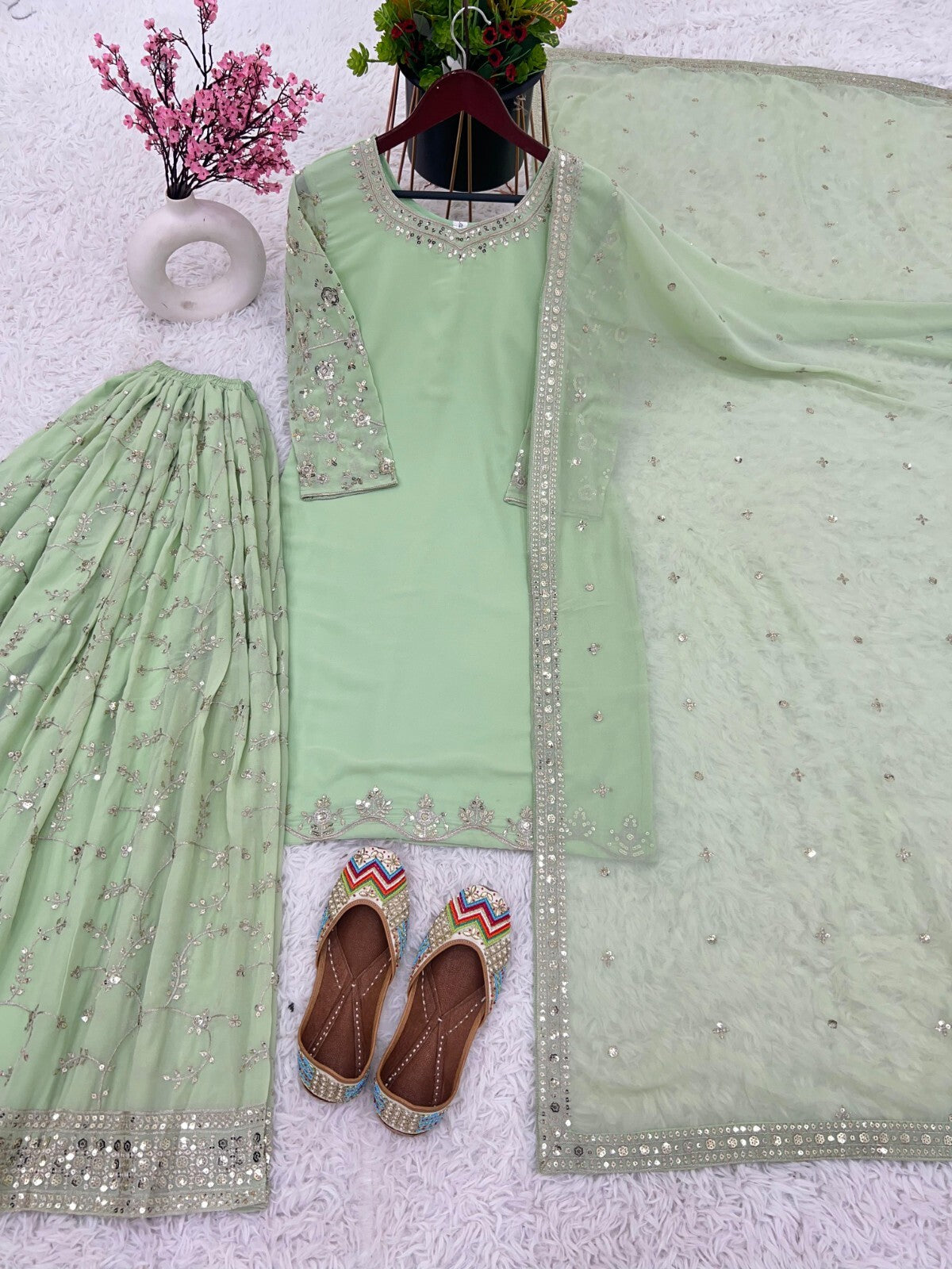Bollywood Sharara Suit Ethnic Indian Kameez Salwar Pakistani Designer Georgette