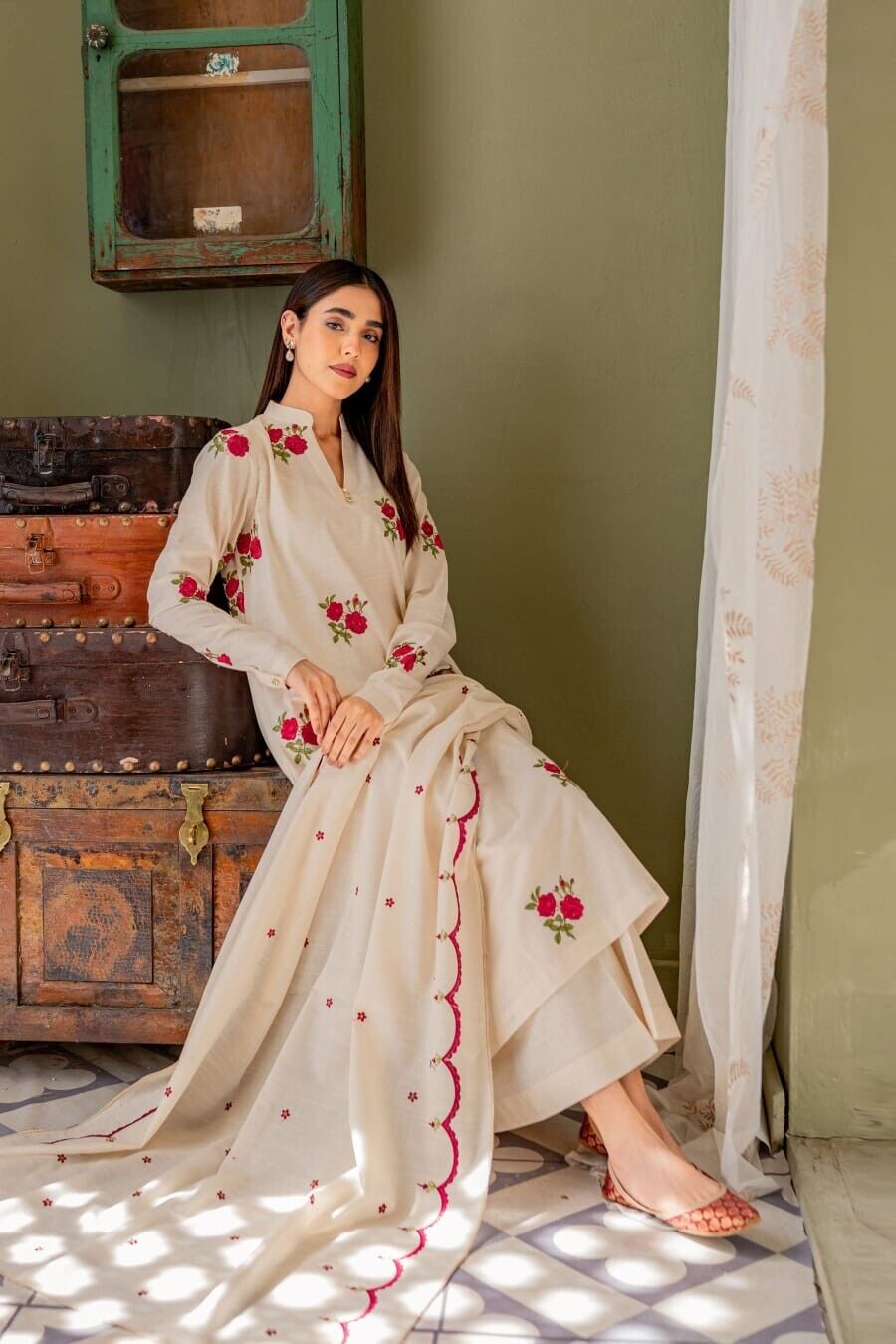 Indian Women Long A-line salwar kameez Designer Cotton Kurti Salwar Kameez