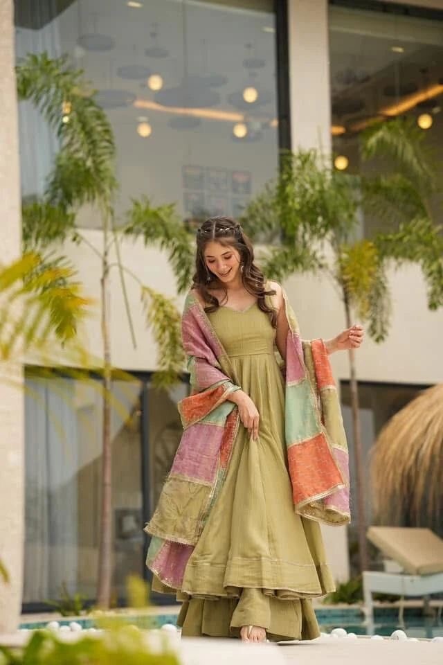 Indian Bollywood Tunic Kurti Designer Party Wear Kurta Flared Anarkali Suit Set