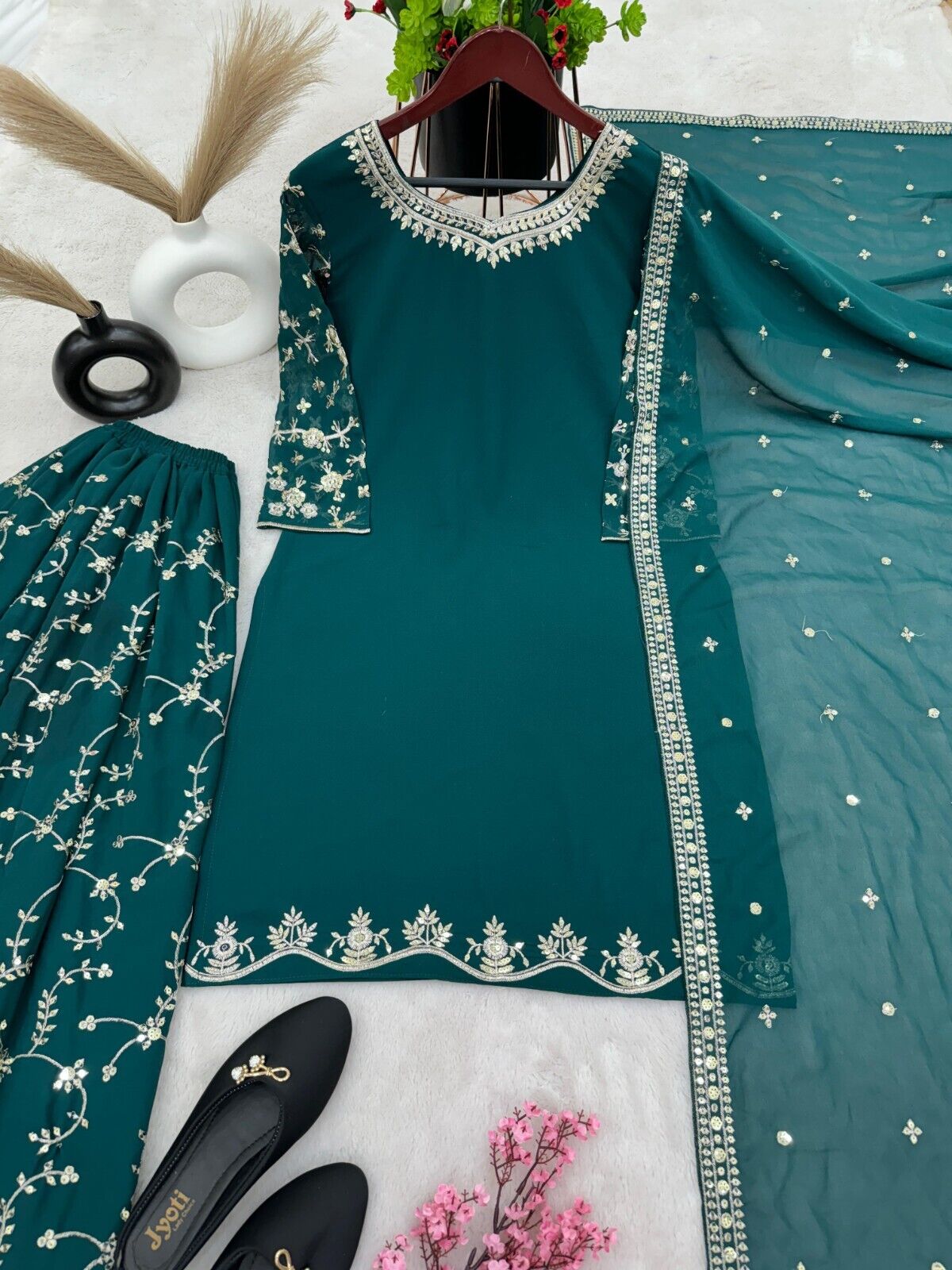 Bollywood Sharara Suit Ethnic Indian Kameez Salwar Pakistani Designer Georgette