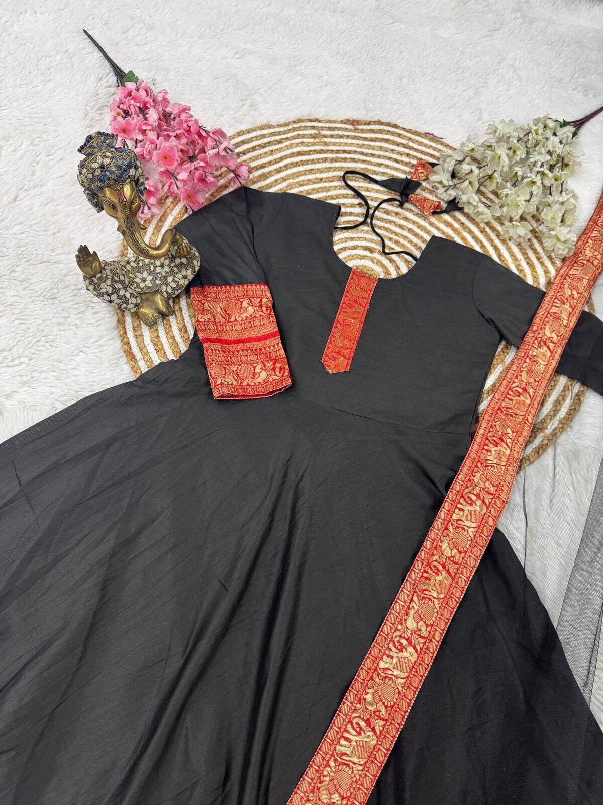 Anarkali Gown Pakistani Salwar Kameez Ready made Wedding Partywear Chanderi silk