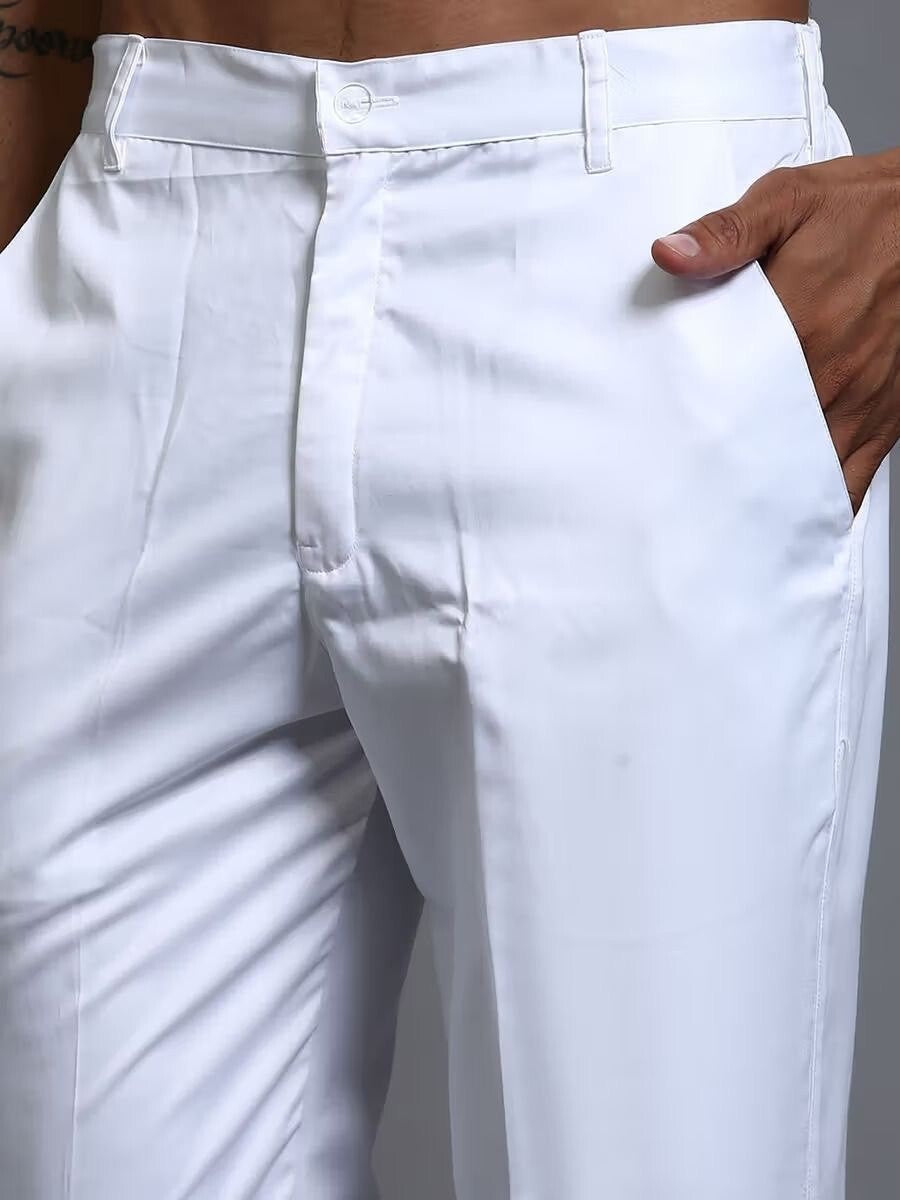 Mens Polo Stretch Pants Slim Fit Casual Cotton Skinny Trouser Dress Pants 34-44