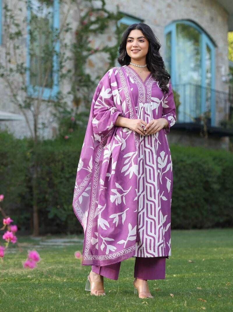 Beautiful Designer Salwar kameez  Kurta Women's Cotton Tunic Long Kurti Dress