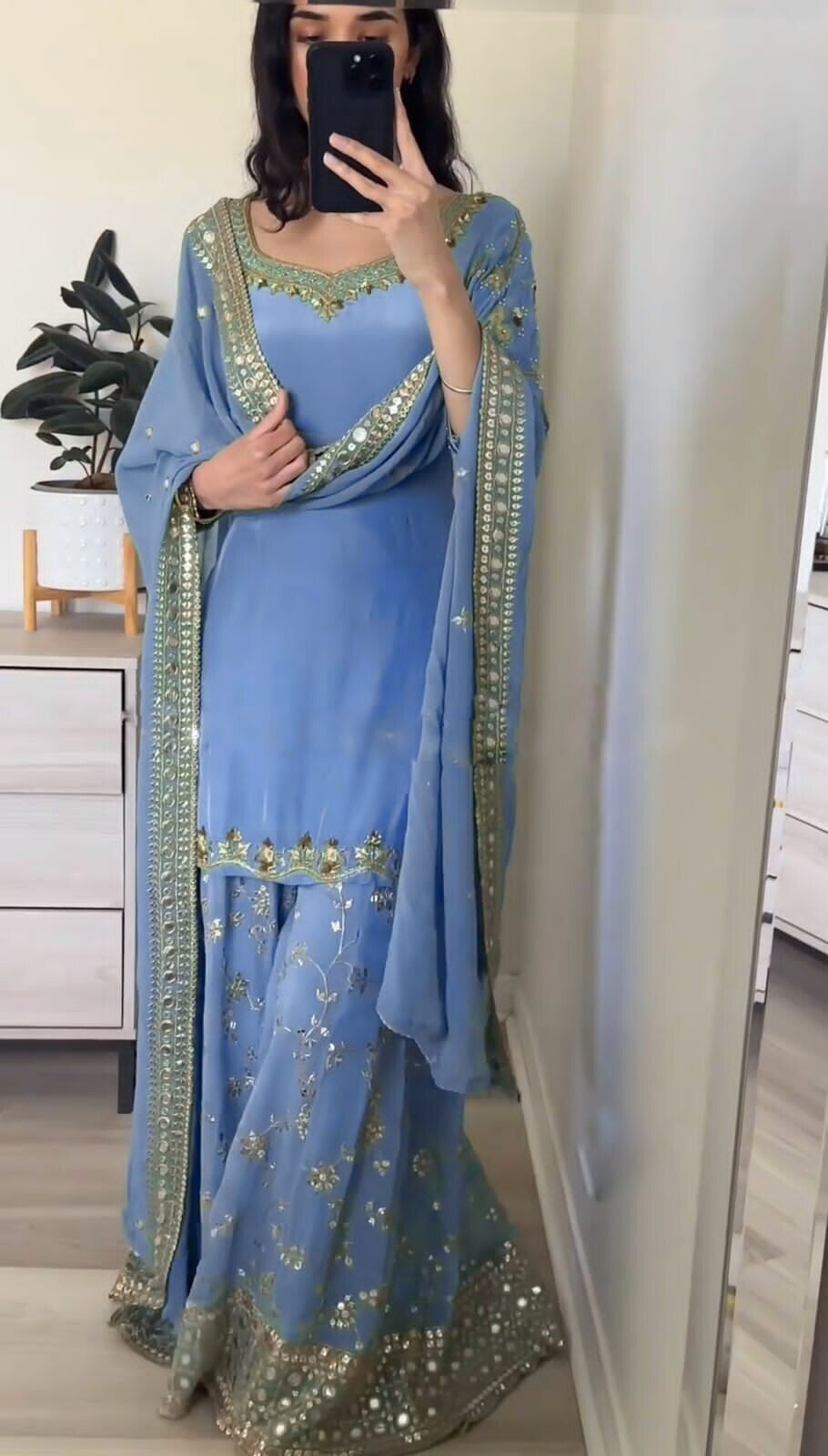 Bollywood Sharara Suit Ethnic Indian Kameez Salwar Pakistani Designer Georgette
