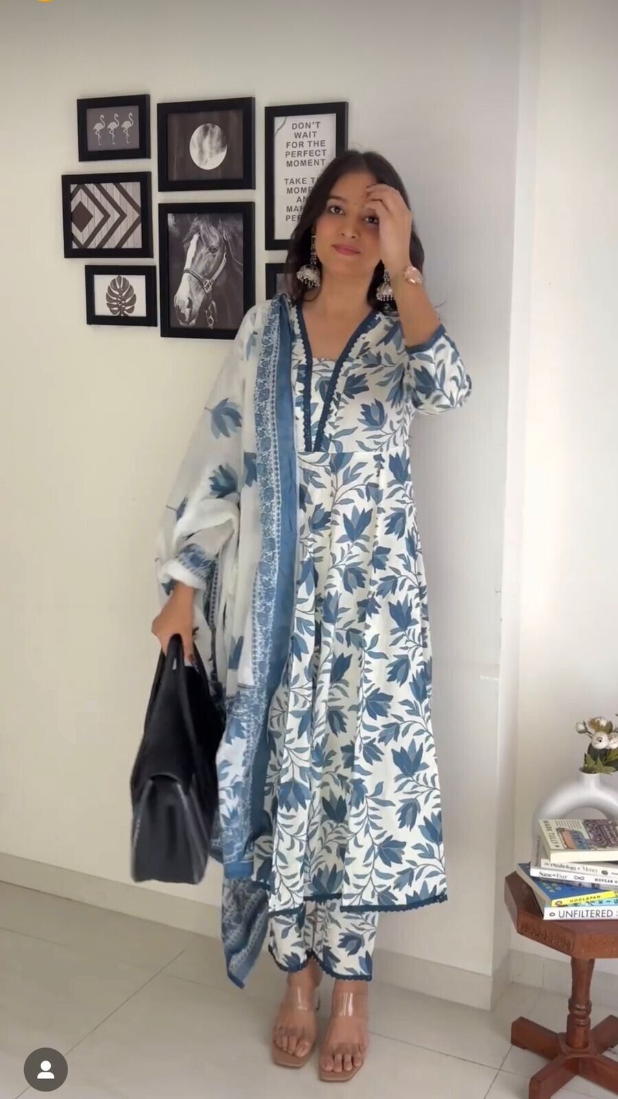 Salwar Kameez Indian A-line Kurta Set – Pure Cotton with Floral Digital Print