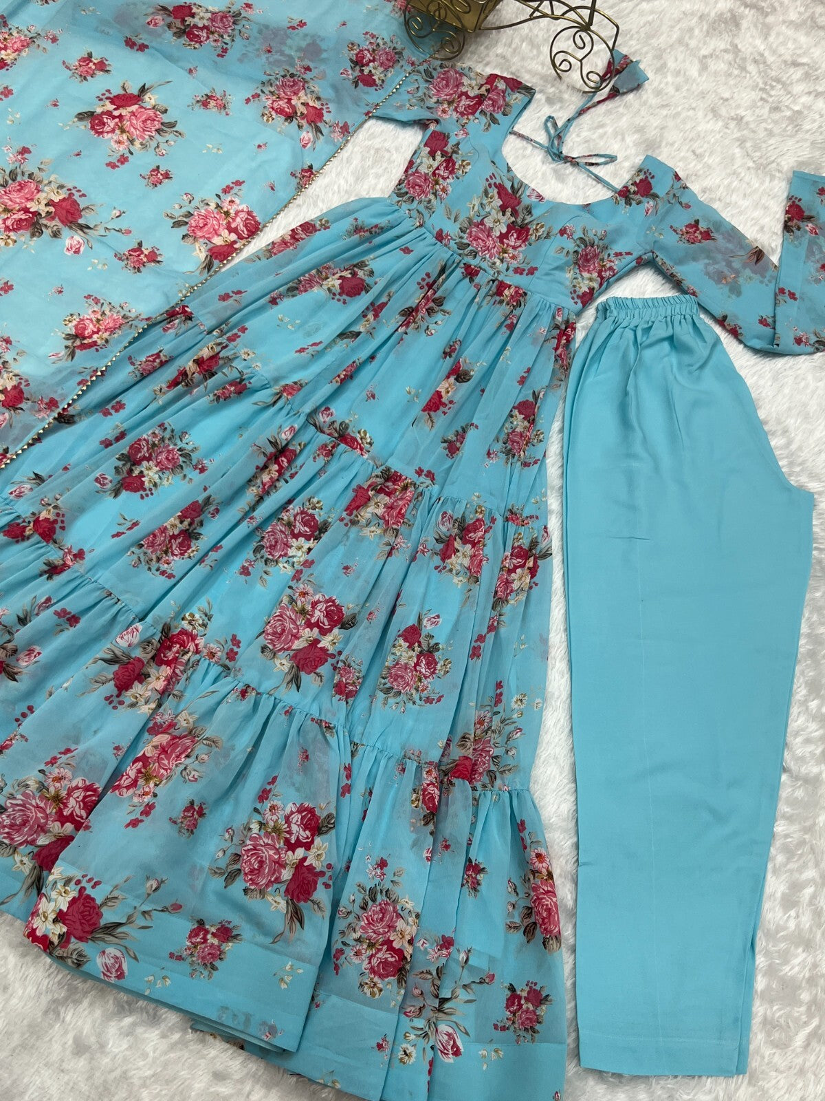 Georgette Full Floral Anarkali Gown Suit – Perfect for Festive Occasions