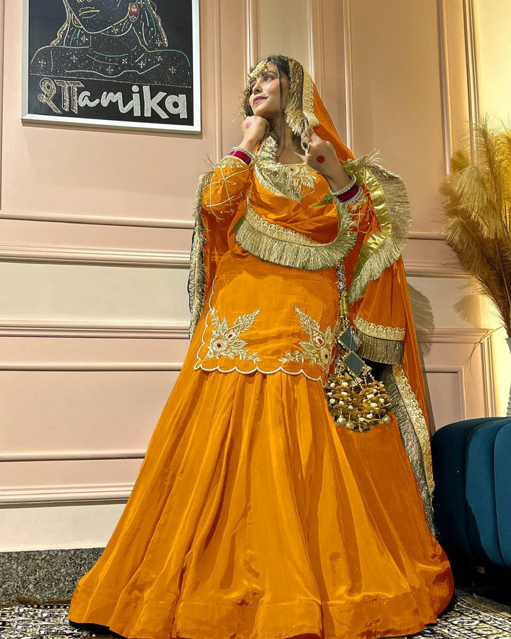 Georgette Sharara suit With Thread Embroidery & Sequin Work