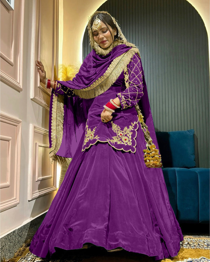 Georgette Sharara suit With Thread Embroidery & Sequin Work