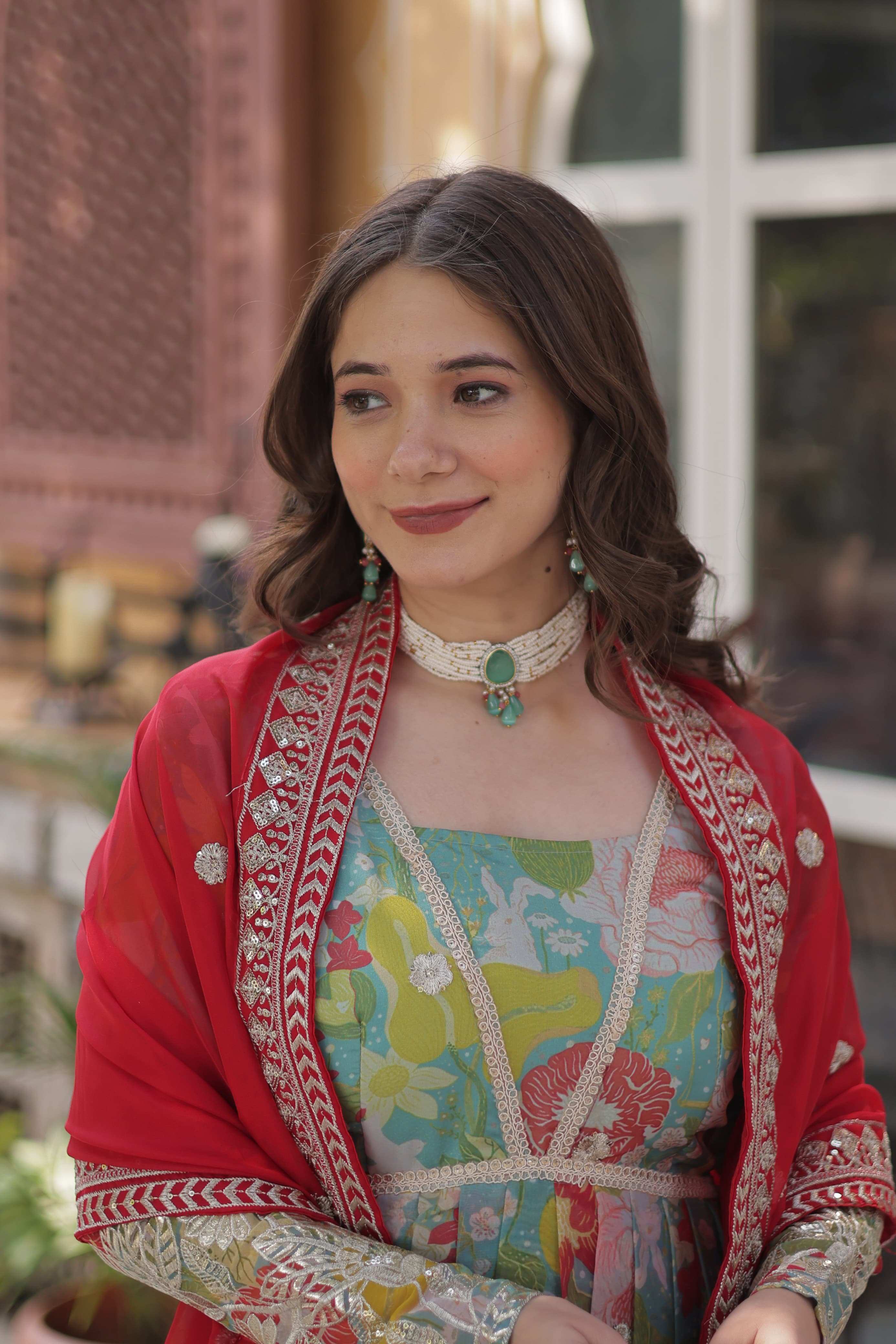 Alia Cut Gown in Russian Silk with Zari Embroidery and Dupatta
