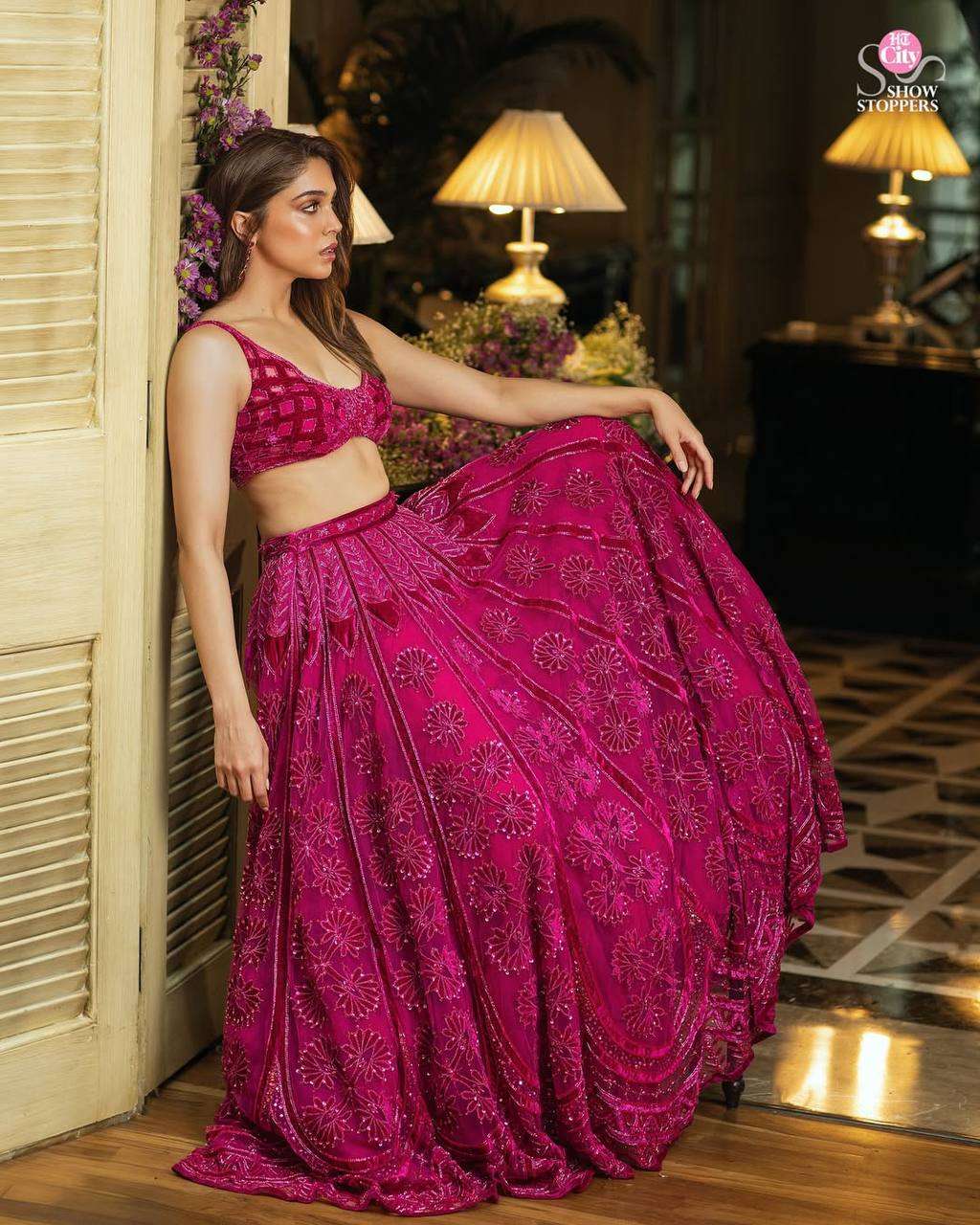 Kasturi Silk Pink Lehanga With Velvet Blouse